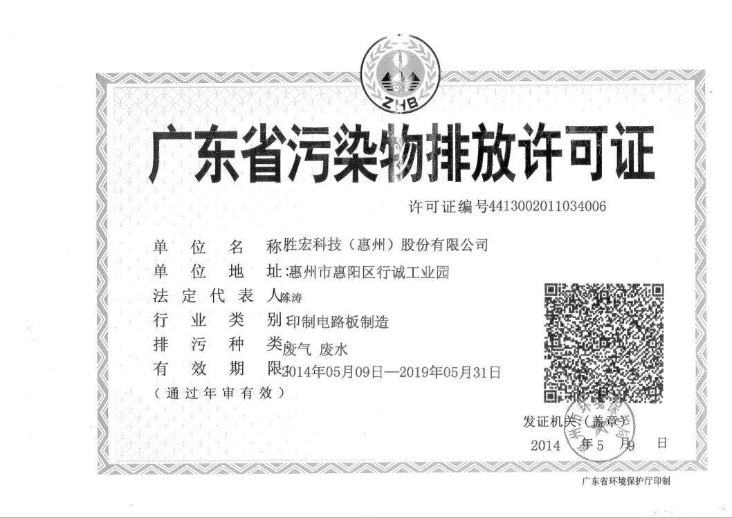 信息公开：金沙娱场城科技2015-2019年排污许可证